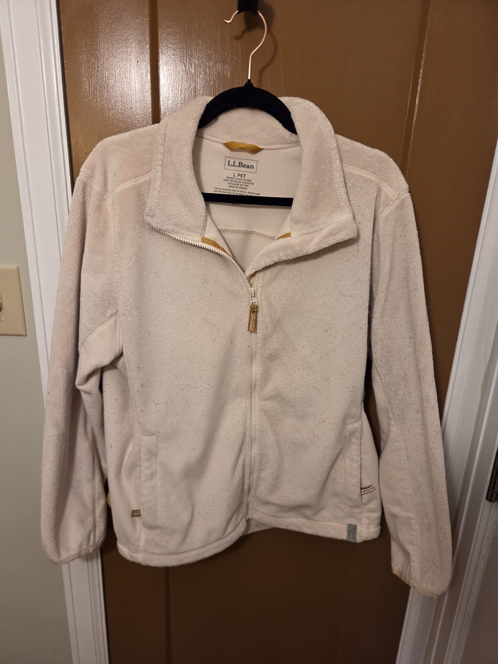 L.L. Bean Women's Cream Fleece Zip-Up Jacket